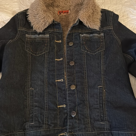 Hip Jeans fur lined blue Jean jacket, LARGE - Picture 6 of 6